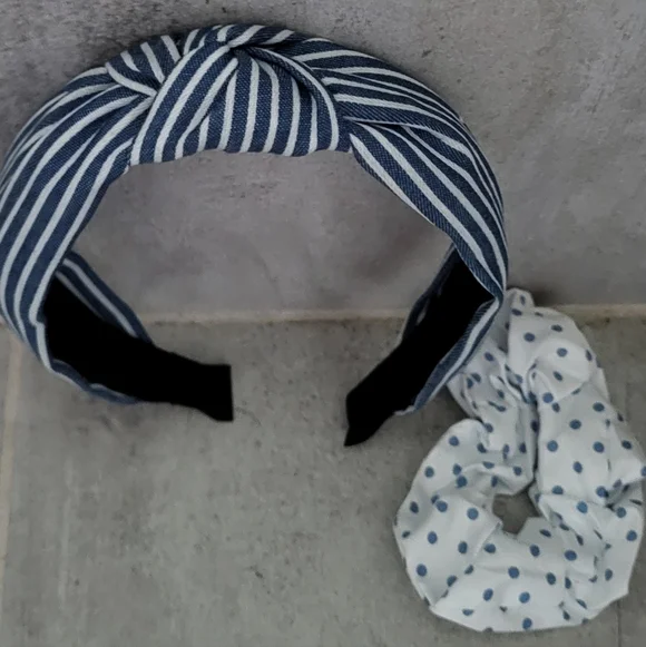 Denim Star Pattern Bag Bundle with Scrunchie And Headband NWOT - Picture 5 of 7